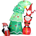 6 FT Lighted Christmas Tree Inflatable with Santa, Elf & Penguin
